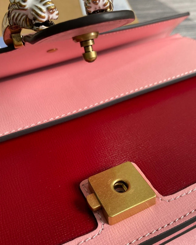 Gucci Dionysus Medium Shoulder Bag in Ruby Red Leather with Enamel Tiger Head