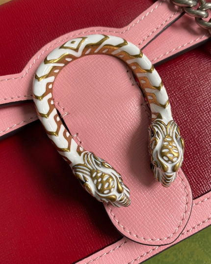 Gucci Dionysus Medium Shoulder Bag in Ruby Red Leather with Enamel Tiger Head