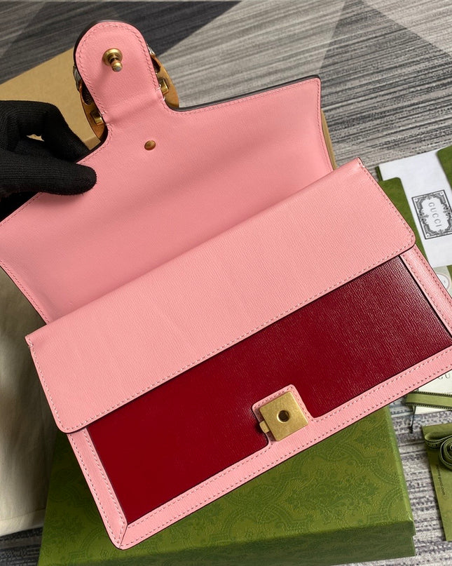 Gucci Dionysus Medium Shoulder Bag in Ruby Red Leather with Enamel Tiger Head