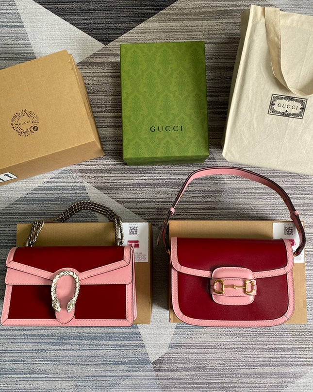 Gucci Dionysus Medium Shoulder Bag in Ruby Red Leather with Enamel Tiger Head