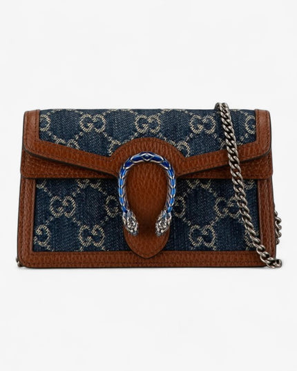 Gucci Dionysus Mini Chain Bag in GG Eco Washed Denim with Blue Enamel Tiger Head