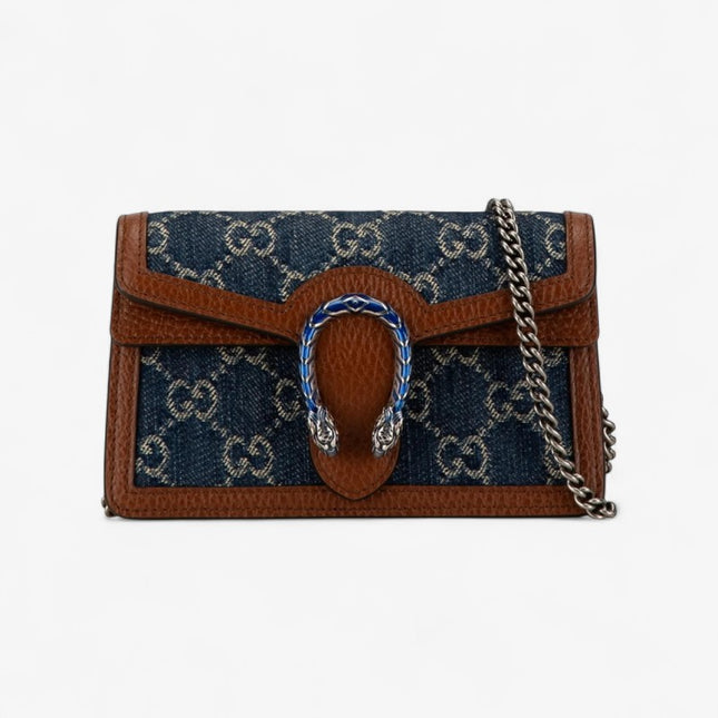 Gucci Dionysus Mini Chain Bag in GG Eco Washed Denim with Blue Enamel Tiger Head