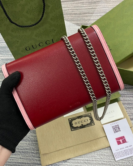 Gucci Dionysus Red With Pink Mini Chain Bag 401231
