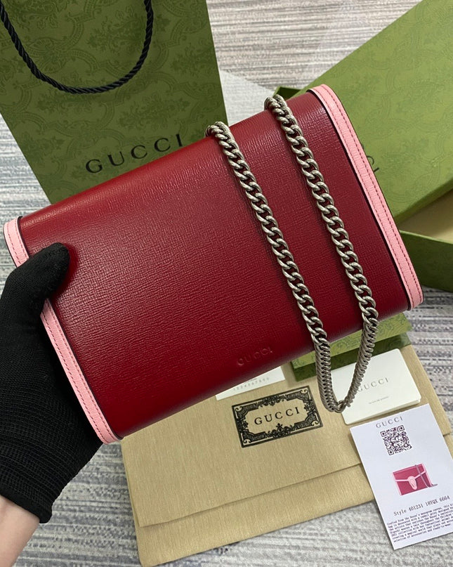 Gucci Dionysus Red With Pink Mini Chain Bag 401231