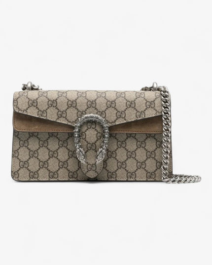 Gucci Dionysus Small GG Shoulder Bag with Red Suede and Crystal Tiger Head