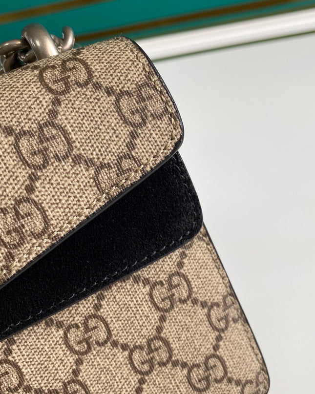 Gucci Dionysus Small Shoulder Bag with Red Suede and Crystal Tiger Head
