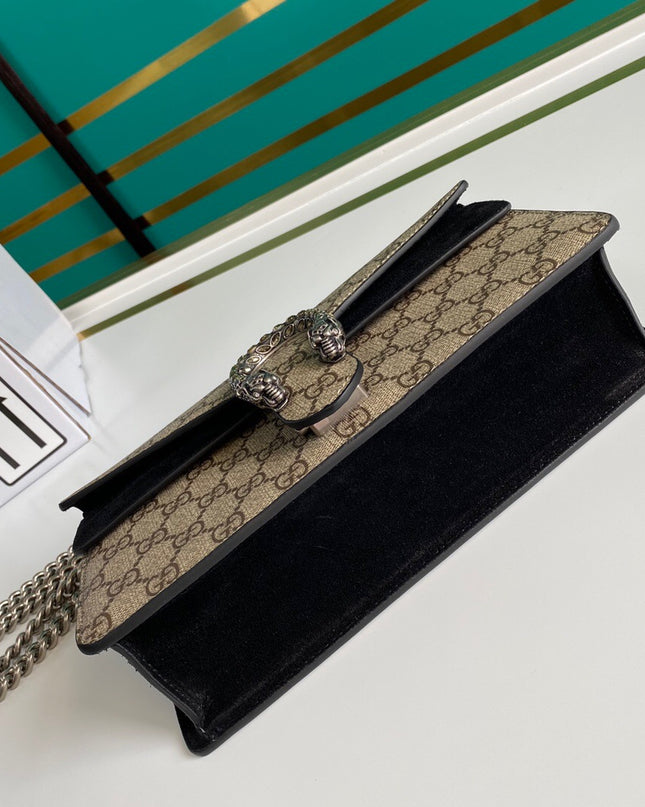Gucci Dionysus Small Shoulder Bag with Red Suede and Crystal Tiger Head
