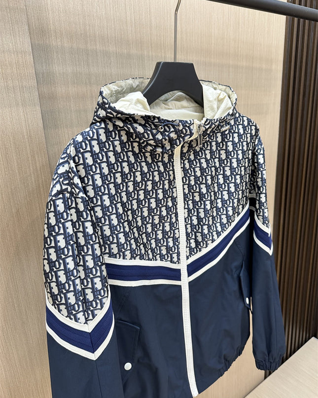 Gucci Dior Oblique Windbreaker Jacket – Navy/White