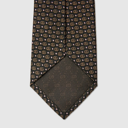 Gucci Double G Silk Jacquard Tie – Dark Brown