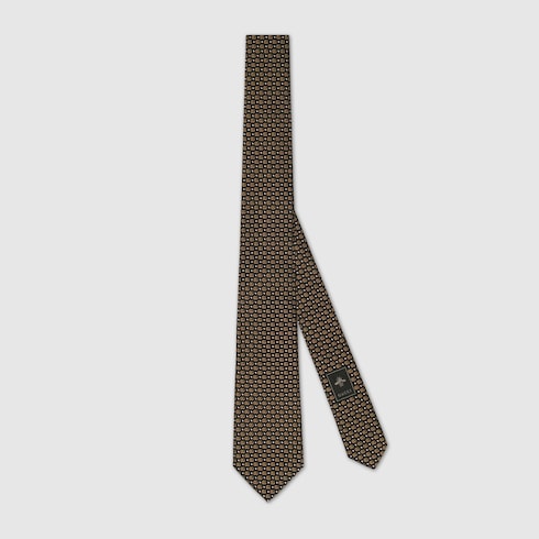 Gucci Double G Silk Jacquard Tie – Dark Brown