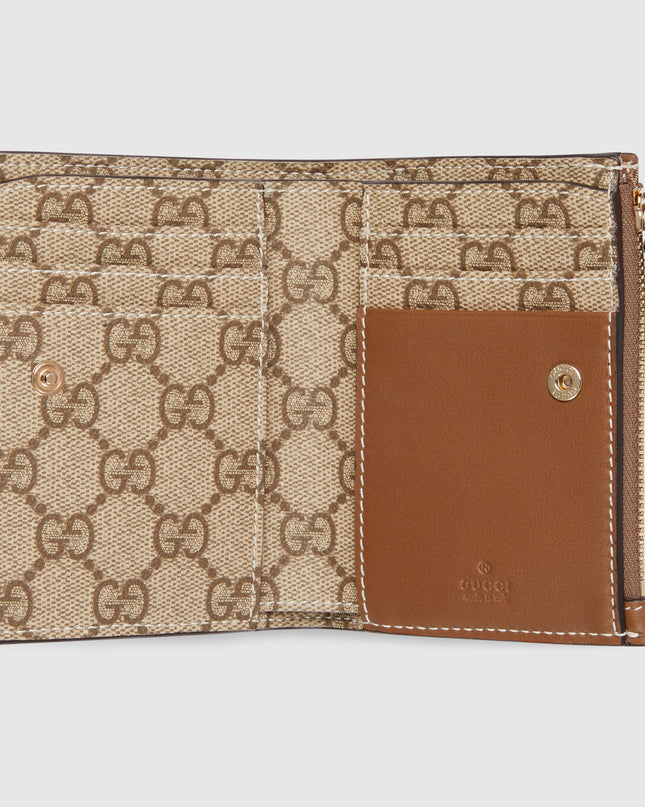 Gucci Emblem Brown Leather & Supreme Compact Wallet
