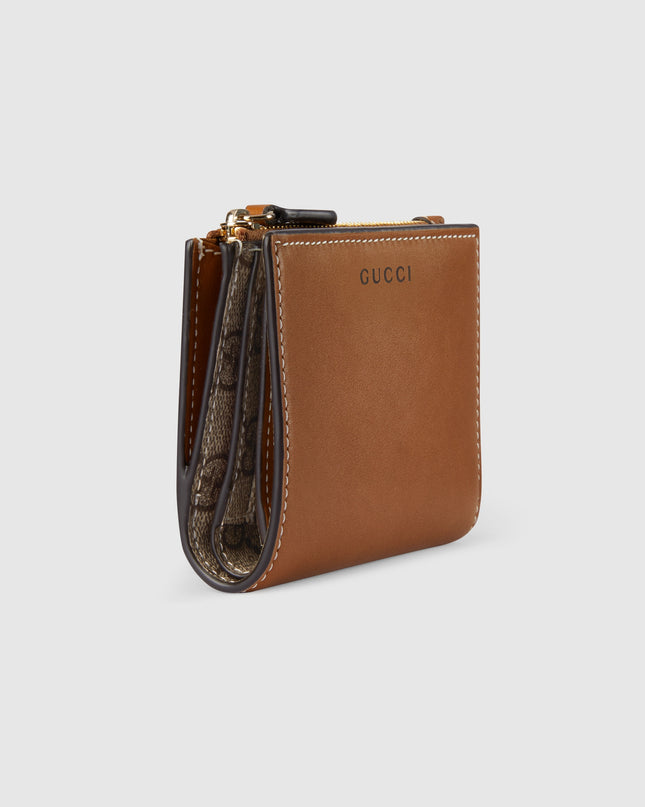 Gucci Emblem Brown Leather & Supreme Compact Wallet