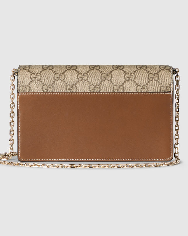 Gucci Emblem Brown Leather & Supreme Wallet on Chain