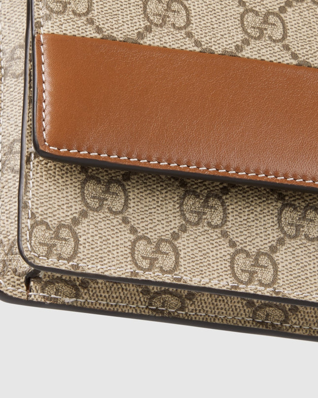 Gucci Emblem Brown Leather & Supreme Wallet on Chain