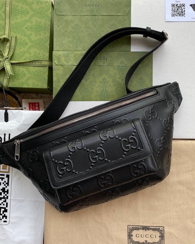 Gucci Embossed Belt Bag 645093 - Black