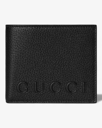 Gucci Embossed Black Grainy Leather Bi-Fold Wallet
