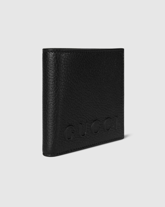 Gucci Embossed Black Grainy Leather Bi-Fold Wallet