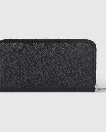 Gucci Embossed Black Grainy Leather Zip Around Wallet