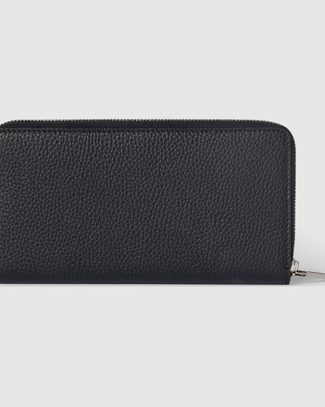 Gucci Embossed Black Grainy Leather Zip Around Wallet