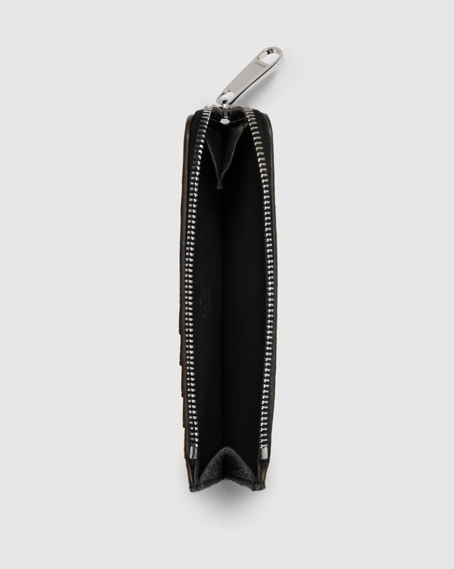 Gucci Embossed Black Grainy Leather Zip Card Case