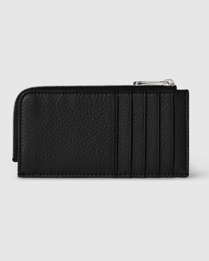 Gucci Embossed Black Grainy Leather Zip Card Case