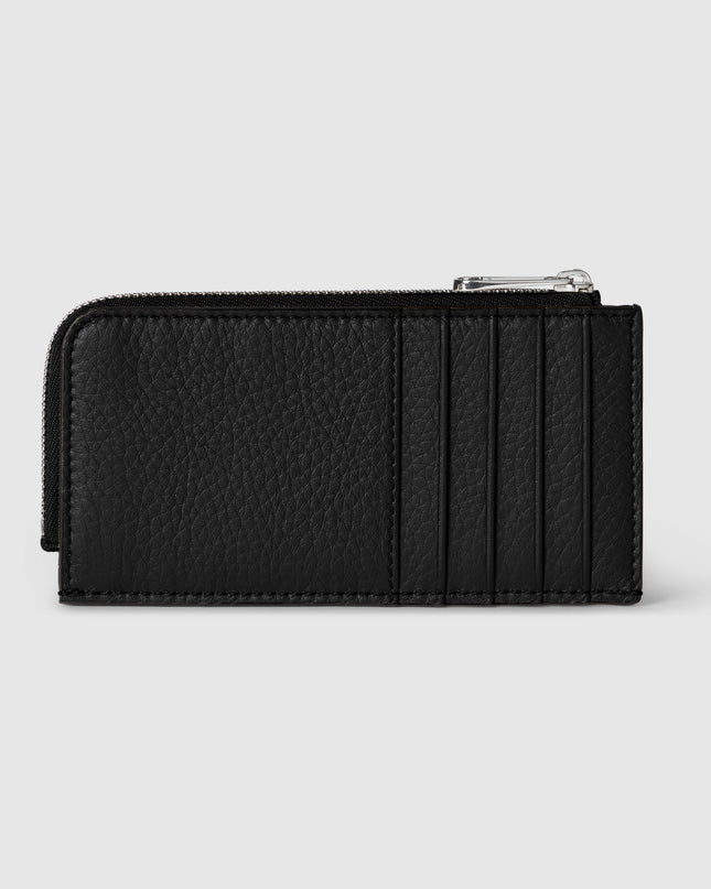 Gucci Embossed Black Grainy Leather Zip Card Case