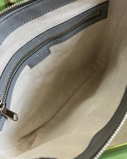 Gucci GG Embossed Leather Messenger Bag – Gray