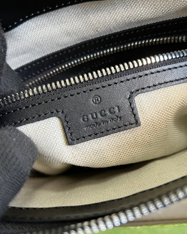 Gucci GG Embossed Leather Messenger Bag 406410 – Black
