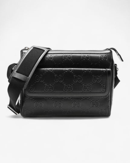 Gucci GG Embossed Leather Messenger Bag 658565 – Black