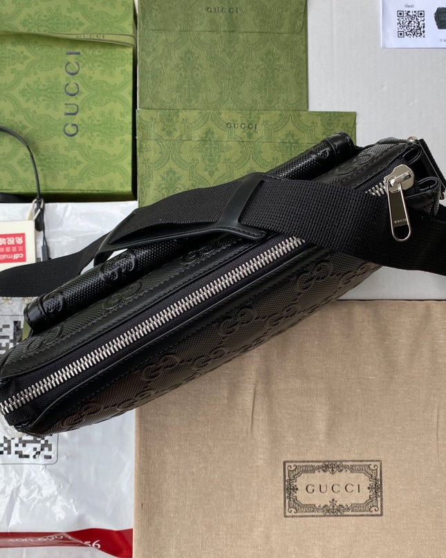 Gucci GG Embossed Leather Messenger Bag 658565 – Black