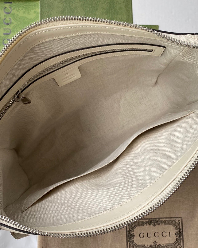Gucci GG Embossed Leather Messenger Bag –  Beige