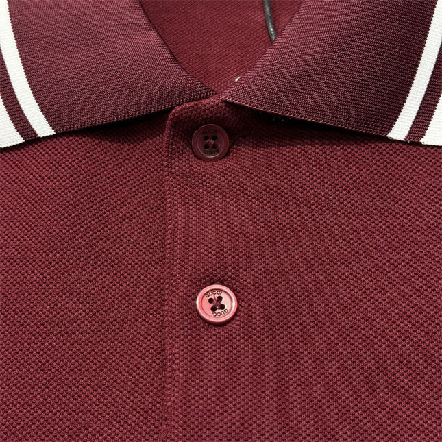 Gucci Embroidered Chest‑Pocket Cotton‑Piqué Polo Shirt in Burgundy