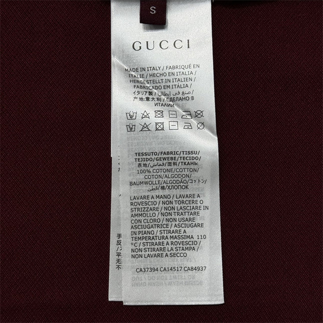 Gucci Embroidered Chest‑Pocket Cotton‑Piqué Polo Shirt in Burgundy