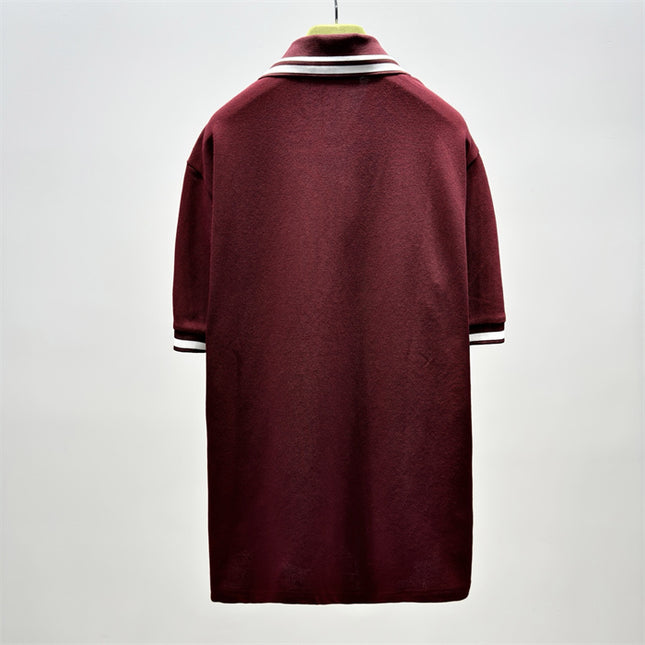 Gucci Embroidered Chest‑Pocket Cotton‑Piqué Polo Shirt in Burgundy
