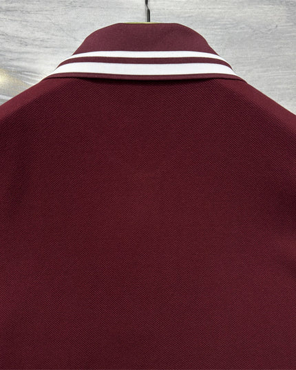 Gucci Embroidered Chest‑Pocket Cotton‑Piqué Polo Shirt in Burgundy