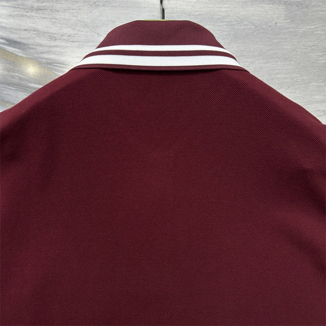 Gucci Embroidered Chest‑Pocket Cotton‑Piqué Polo Shirt in Burgundy