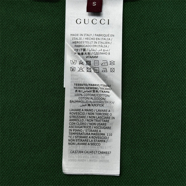 Gucci Embroidered Chest‑Pocket Cotton‑Piqué Polo Shirt in Green