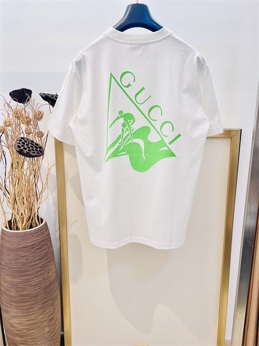 Gucci Embroidered Cotton Jersey T‑Shirt in White and Lime Green
