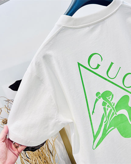 Gucci Embroidered Cotton Jersey T‑Shirt in White and Lime Green