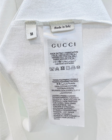 Gucci Embroidered Cotton Jersey T‑Shirt in White and Lime Green