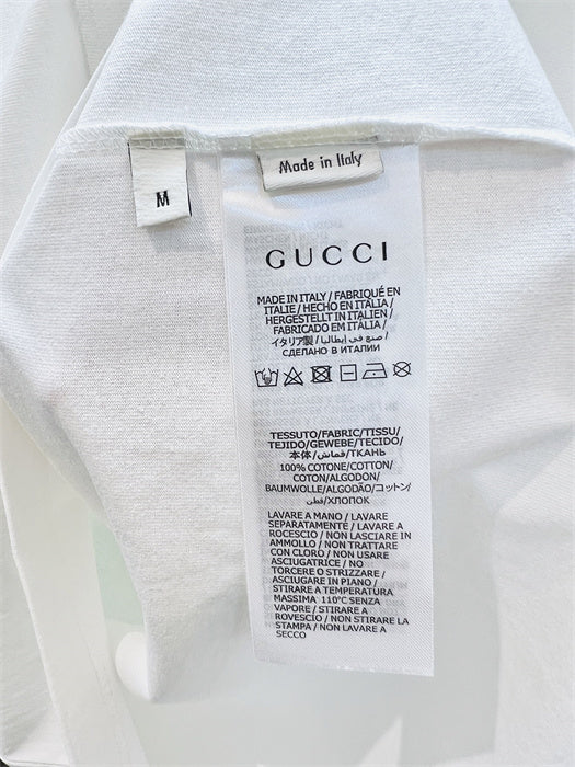 Gucci Embroidered Cotton Jersey T‑Shirt in White and Lime Green