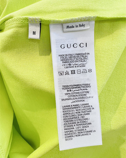 Gucci Embroidered Cotton‑Jersey T‑Shirt in Fluorescent Yellow and Grey