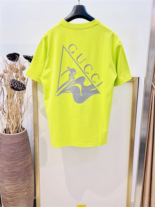 Gucci Embroidered Cotton‑Jersey T‑Shirt in Fluorescent Yellow and Grey