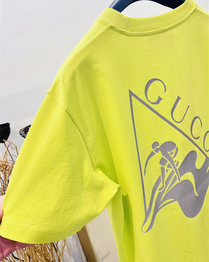 Gucci Embroidered Cotton‑Jersey T‑Shirt in Fluorescent Yellow and Grey