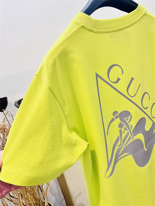Gucci Embroidered Cotton‑Jersey T‑Shirt in Fluorescent Yellow and Grey