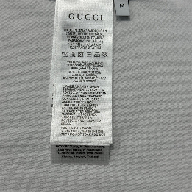 Gucci Embroidered Cotton‑jersey T‑shirt With Green‑red Web Collar (White)