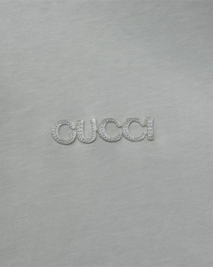 Gucci Embroidered Cotton‑jersey T‑shirt With Green‑red Web Collar (White)