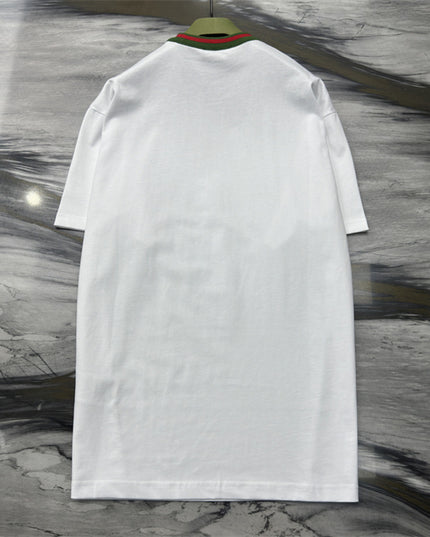 Gucci Embroidered Cotton‑jersey T‑shirt With Green‑red Web Collar (White)