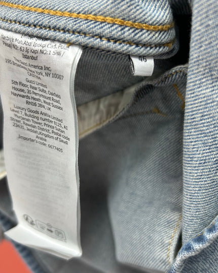 Gucci Embroidered Denim Overshirt (Blue Cotton Denim Jacket)