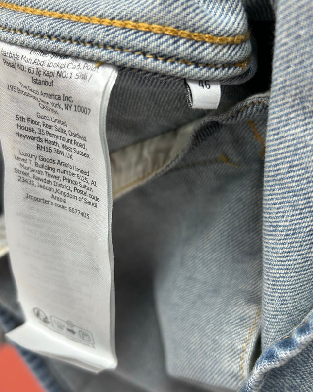 Gucci Embroidered Denim Overshirt (Blue Cotton Denim Jacket)